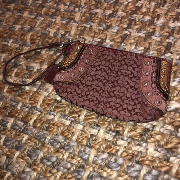 Coach Burgundy Canvas Soho Wristlet - Picture 2 of 12